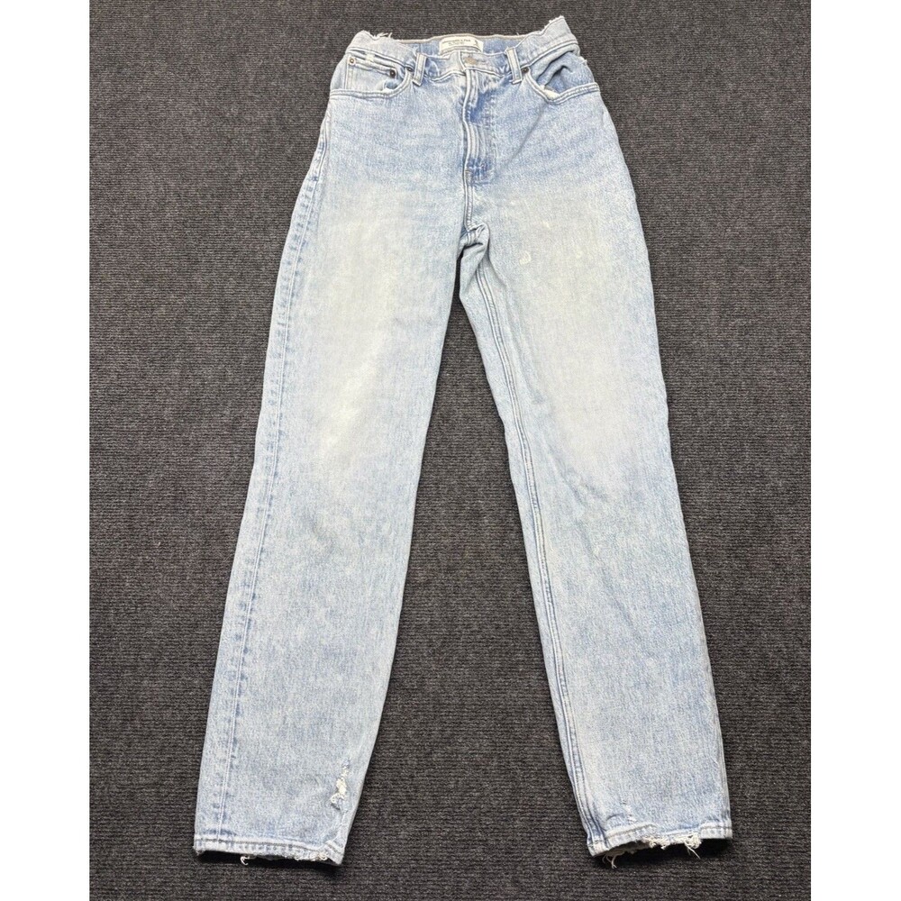 Abercrombie Curve Love 90s Straight Jeans Ultra High Rise Distressed 26 Light